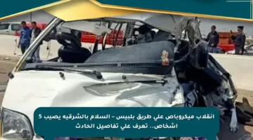 انقلاب ميكروباص على طريق بلبيس – السلام بالشرقية يصيب 5 أشخاص.. تعرف على تفاصيل الحادث